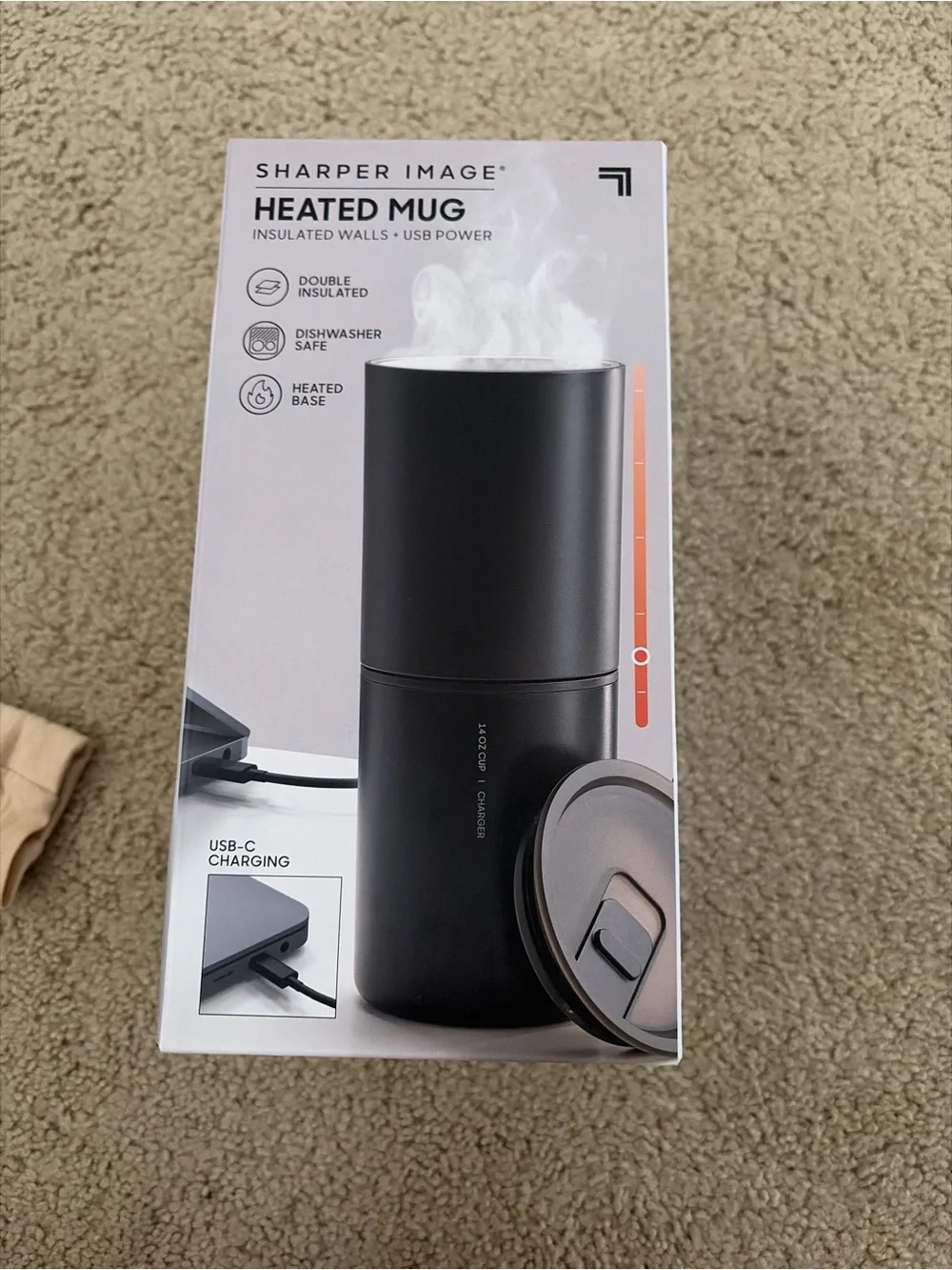 Sharper Image Matte Black Heated Travel Mug